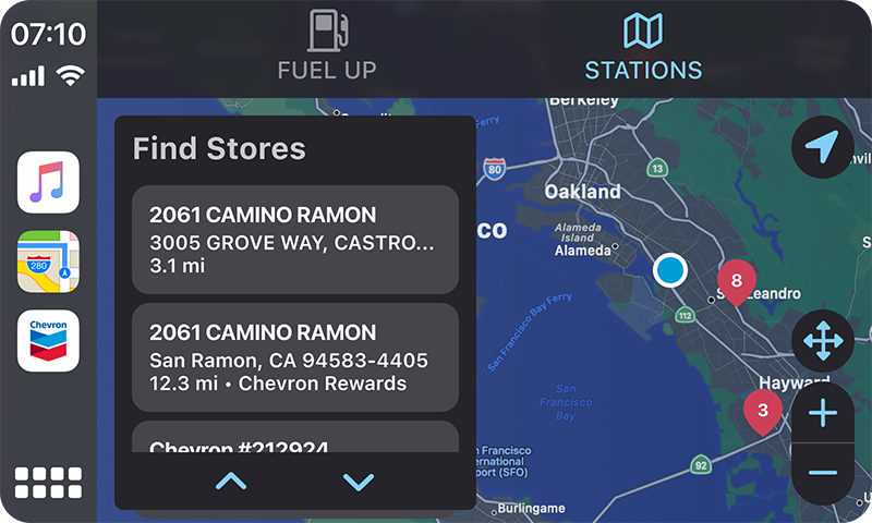Search for station screen on app
