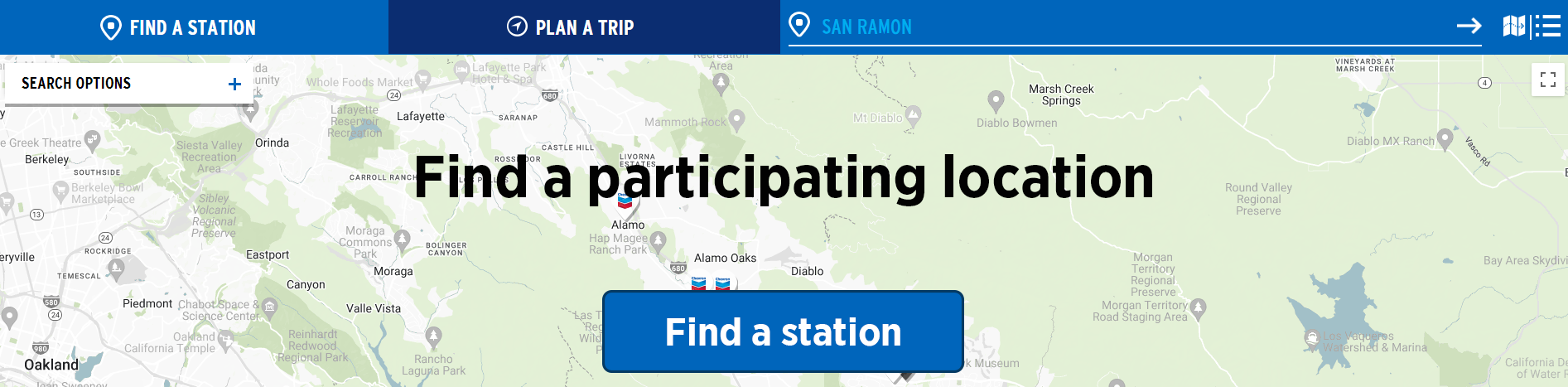 Find a Station map screen 